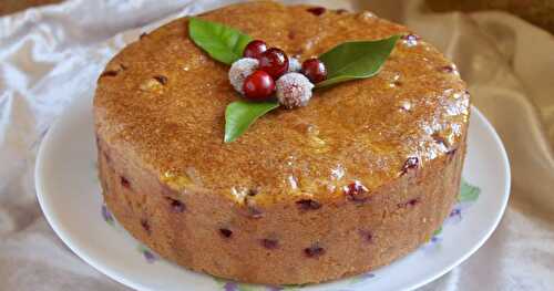 Cranberry cake with orange glaze.