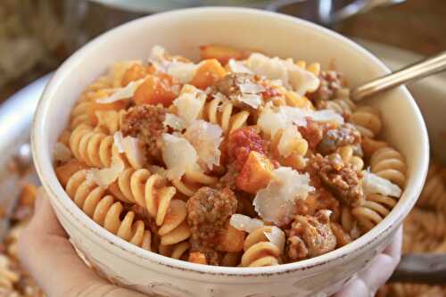 Fusilli with Pumpkin and Sausage and the Greatest Tomatoes From Europe