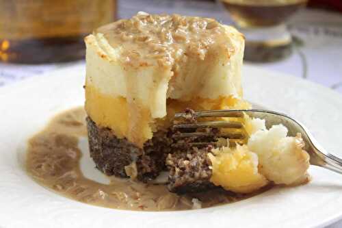 Haggis, Neeps and Tatties Stack with Whisky Sauce for Burns Night (Haggis with Turnips and Potatoes)