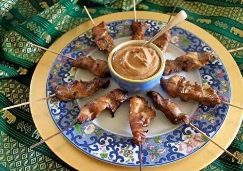 Singapore Chicken Satay Skewers with Peanut Sauce