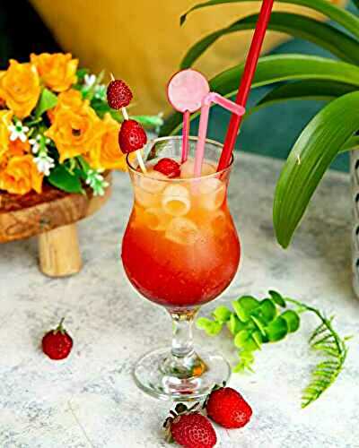 Tropical Strawberry-Lychee Cocktail with or without Alcohol