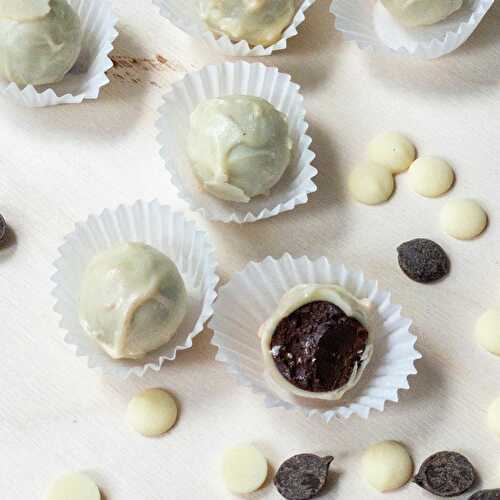Homemade Dark Chocolate Truffles with White Chocolate Coating