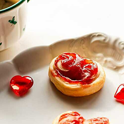 Puff Pastry Heart Cookies with Strawberry Jam