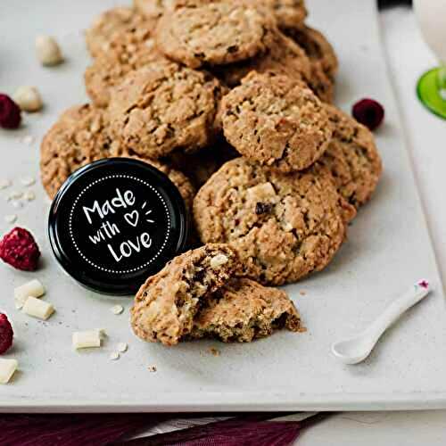 Raspberry White Chocolate Macadamia Oatmeal Cookies