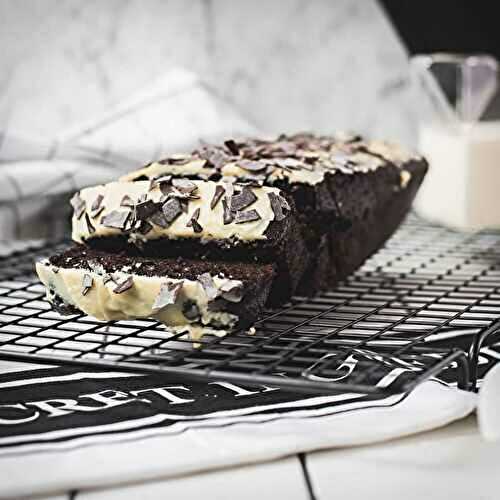 Chocolate Buttermilk Loaf Cake with White Chocolate Glaze