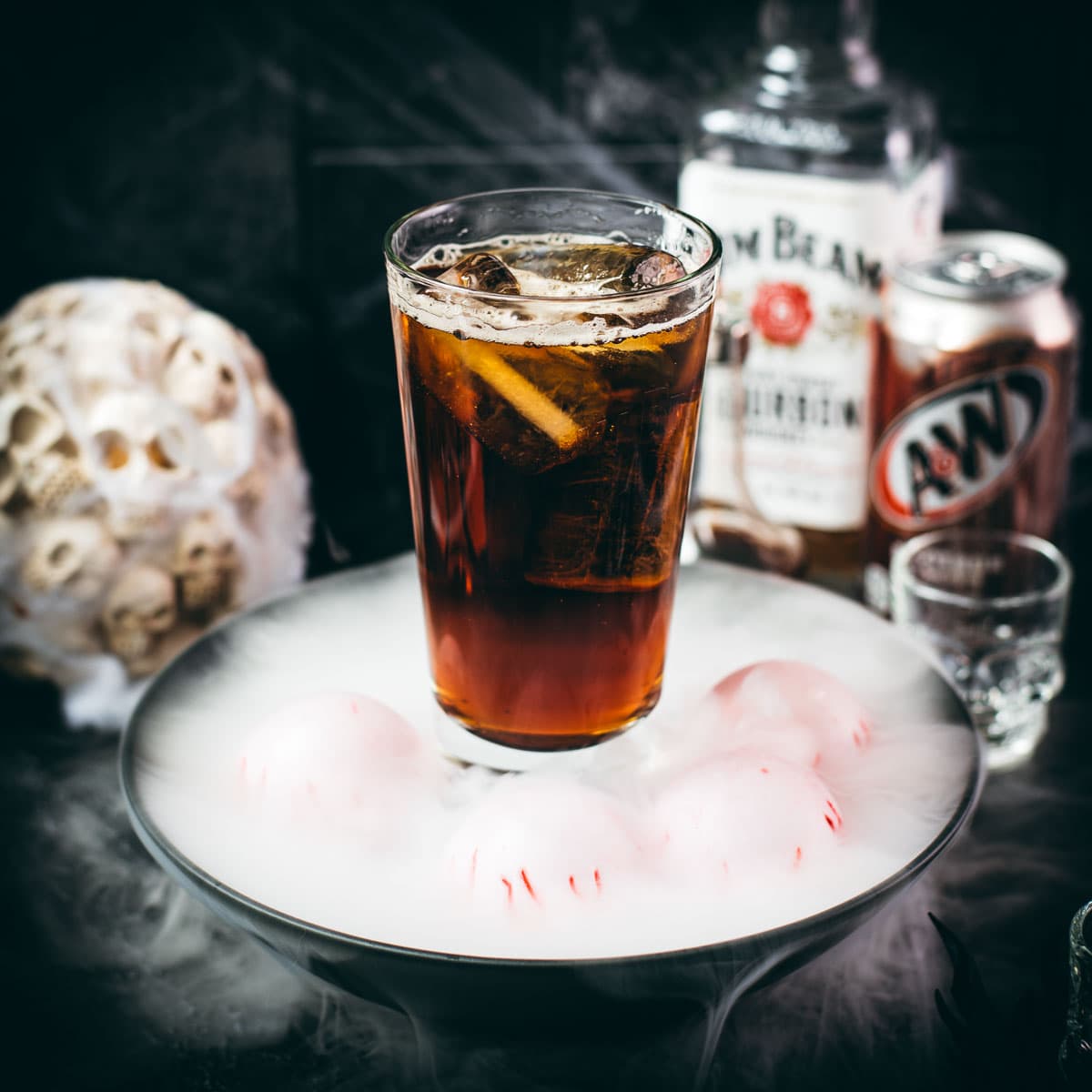 Halloween Bourbon and Root Beer Cocktail
