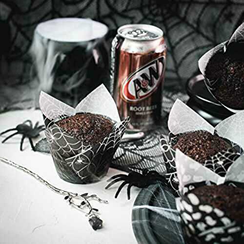 Halloween Chocolate Muffins with Root Beer