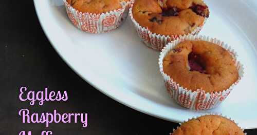 Eggless Raspberry Muffins