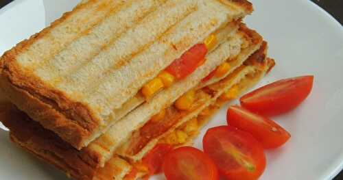 Grilled Sweet Corn,Cherry Tomato & Cheese Sandwich