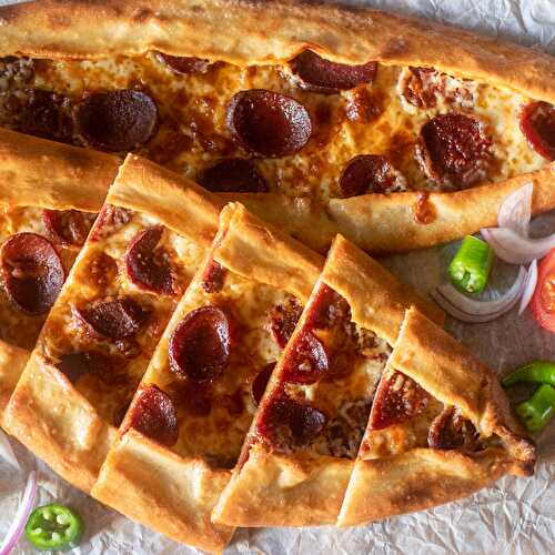 Sucuklu Pide (Turkish Bread with Spicy Sausage)