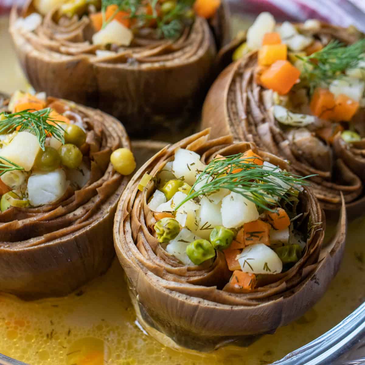 Zeytinyagli Enginar Dolmasi - Stuffed Artichokes