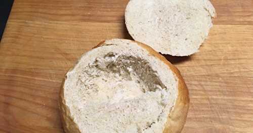 Crusty Bread Bowls for soup -- crusty on the outside, soft on the inside