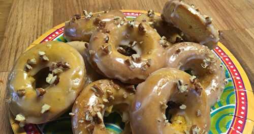 Glazed Pumpkin-Pecan Cake Doughnuts — they're baked not fried!