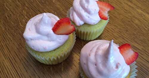 Good Olé Vanilla Cupcakes w/ Strawberry Swirl Frosting — More 90th birthday party fare
