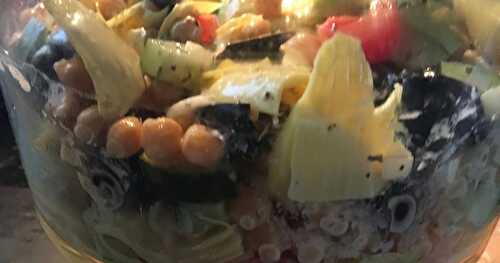 Greek Salad w/ artichokes, olives, garbanzo beans . . .