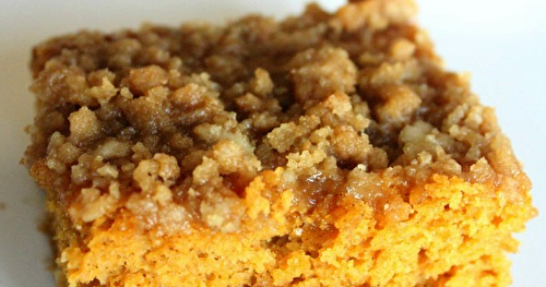 Pumpkin Snack or Coffee Cake with Brown Sugar-Pecan Glaze – 3 layers of autumn goodness! 