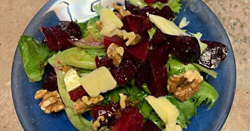 Roasted Beet Salad w/ Cottonwood River Reserve Cheese from Wiebe Dairy 