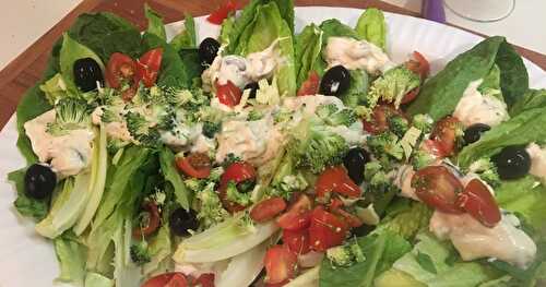 Romaine Leaves with Creamy Olive Dressing