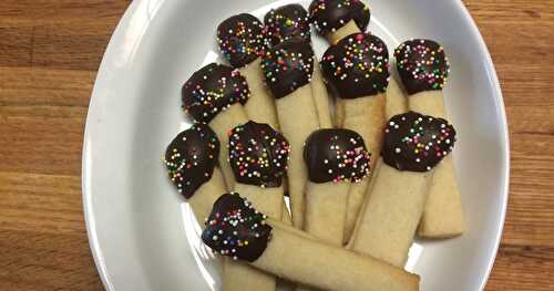 Sugar Cookie Sticks dipped in chocolate