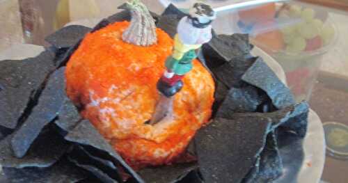 "Trick or Treat" Nacho Pumpkin-shaped Cheese Ball