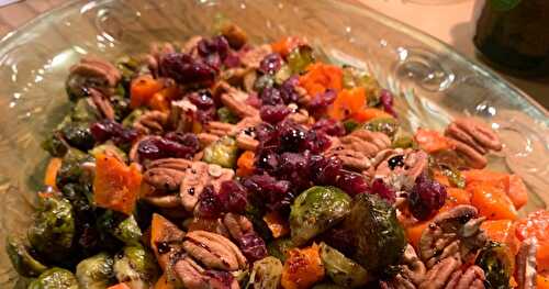 Butternut Squash with Brussels Sprouts, Pecans and Cranberries