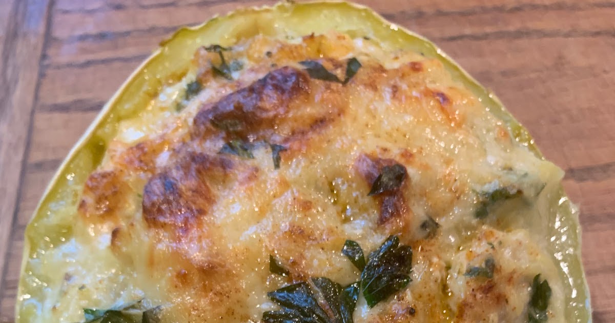 Chicken Alfredo Stuffed Spaghetti Squash . . . another garden inspired dish