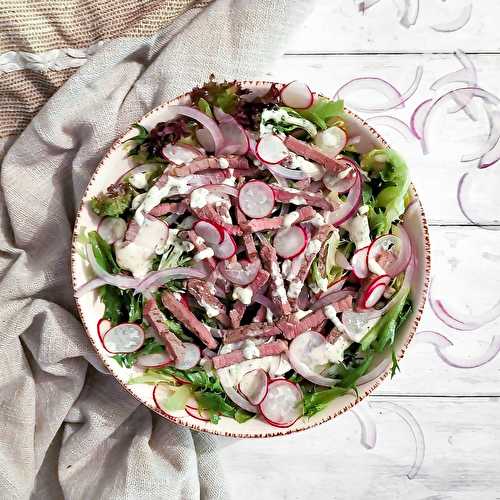 Minute Steak Salad with Blue Cheese Dressing - Cooking with Bry