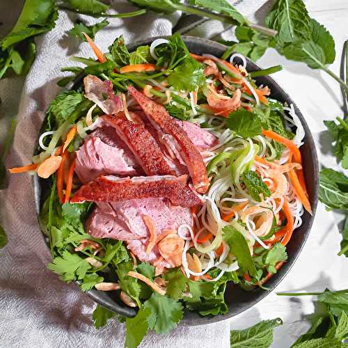 Thai Crispy Skin Duck Noodle Salad Recipe - Cooking with Bry