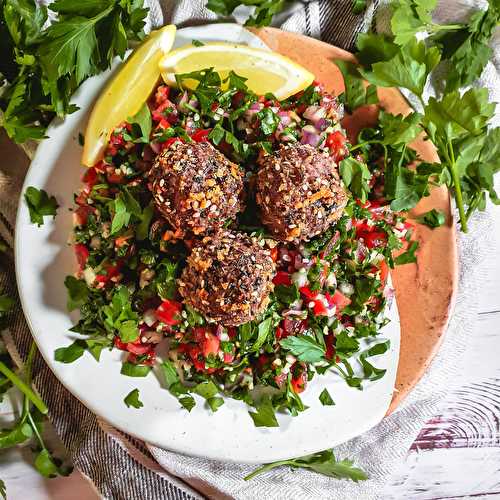 Za'atar Crusted Baked Meatballs - Cooking with Bry