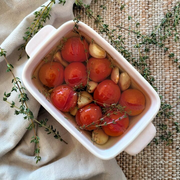 Confit tomatoes and garlic