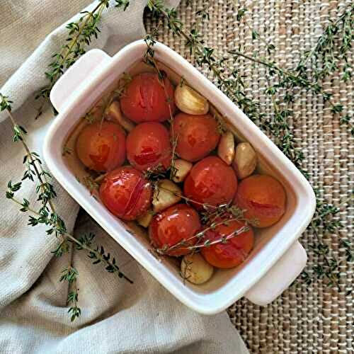 Confit tomatoes and garlic