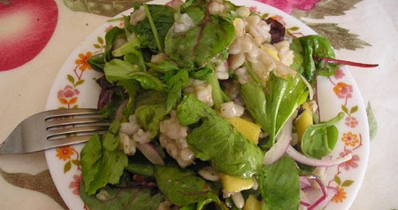 Barley mango green salad 