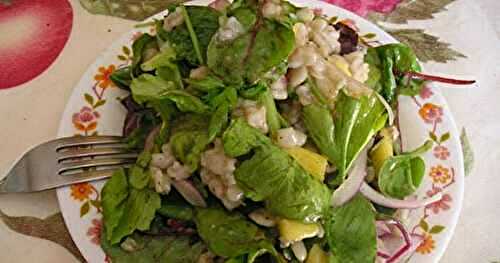 Barley mango green salad
