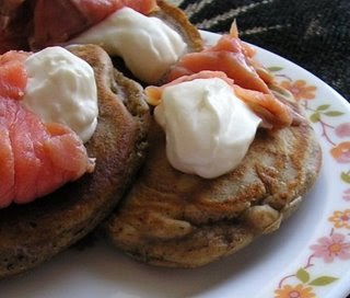 Buckwheat pancakes with smoked salmon
