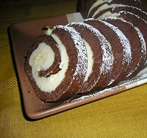 Chocolate Roll Cake with Sweet Ricotta Filling