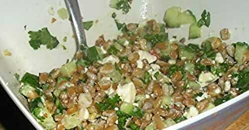 Farro Cucumber Salad from Rabbi's wife cookbook