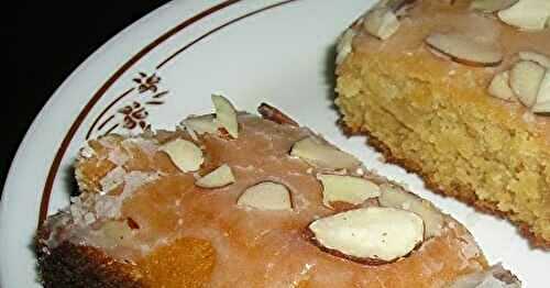 Lemon Glazed Eggless Vanilla Cake With Sliced Almonds  