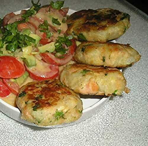 Mexican Potato Fish Pancakes with Tomato-Avocado Salad