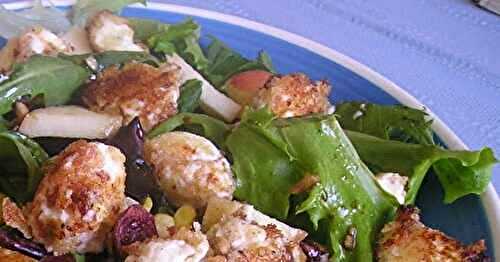 Passover Mixed Green Salad with Cream Cheese "Croutons" 