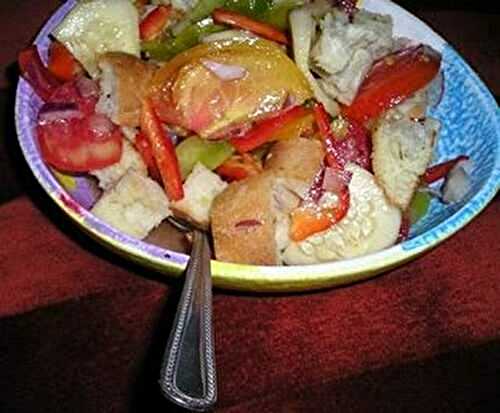 Quick garlicky panzanella - "leftover bread salad"