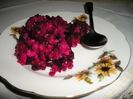 Roasted Beet Salad with Barley, Pickles, and Red Onion