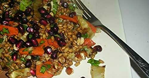 Roasted Carrot and Farro Salad with Mustard Maple Vinaigrette