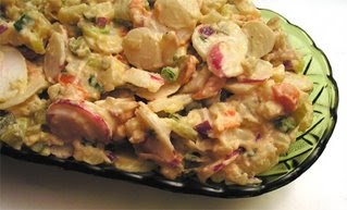 Russian potato and pink radish salad