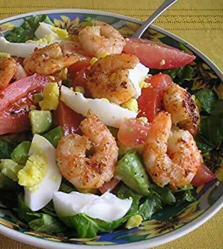 Salad with Buttered Shrimps and Avocado