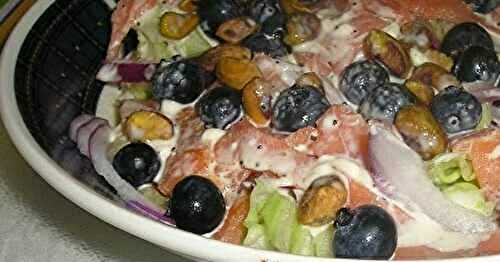 Smoked Salmon Salad with Blueberries  and Lemon Poppy Seed Dressing