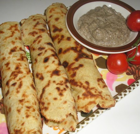 Soft Cheesy Rye Flatbreads with Creamy Mushroom Sauce