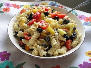 Summer Garden Pasta Salad with Olives and Feta