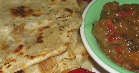 Sweet and Sour Eggplant Pate with Crispy Indian Flatbread