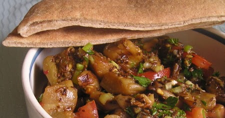 Warm Salad with Pan-Roasted Egglant and Zaatar-Lime Dressing