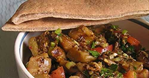 Warm Salad with Pan-Roasted Egglant and Zaatar-Lime Dressing